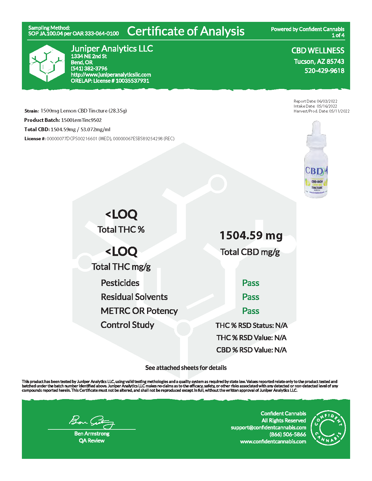 1500mg CBD Lemon Tincture