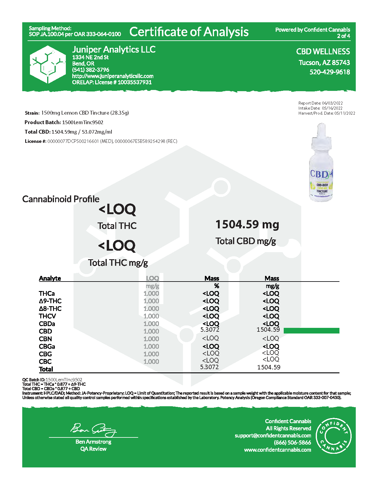 1500mg CBD Lemon Tincture