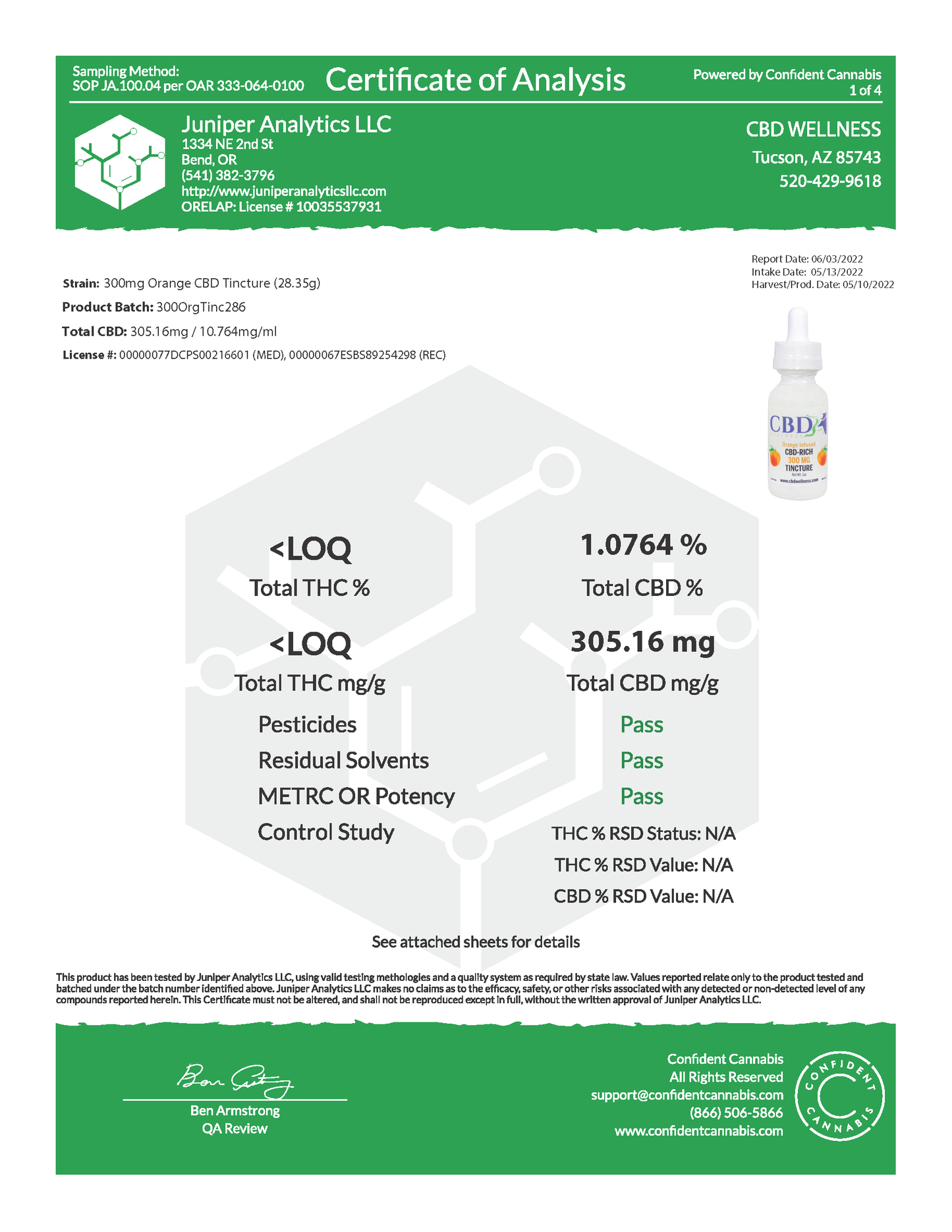 300mg CBD Orange Tincture