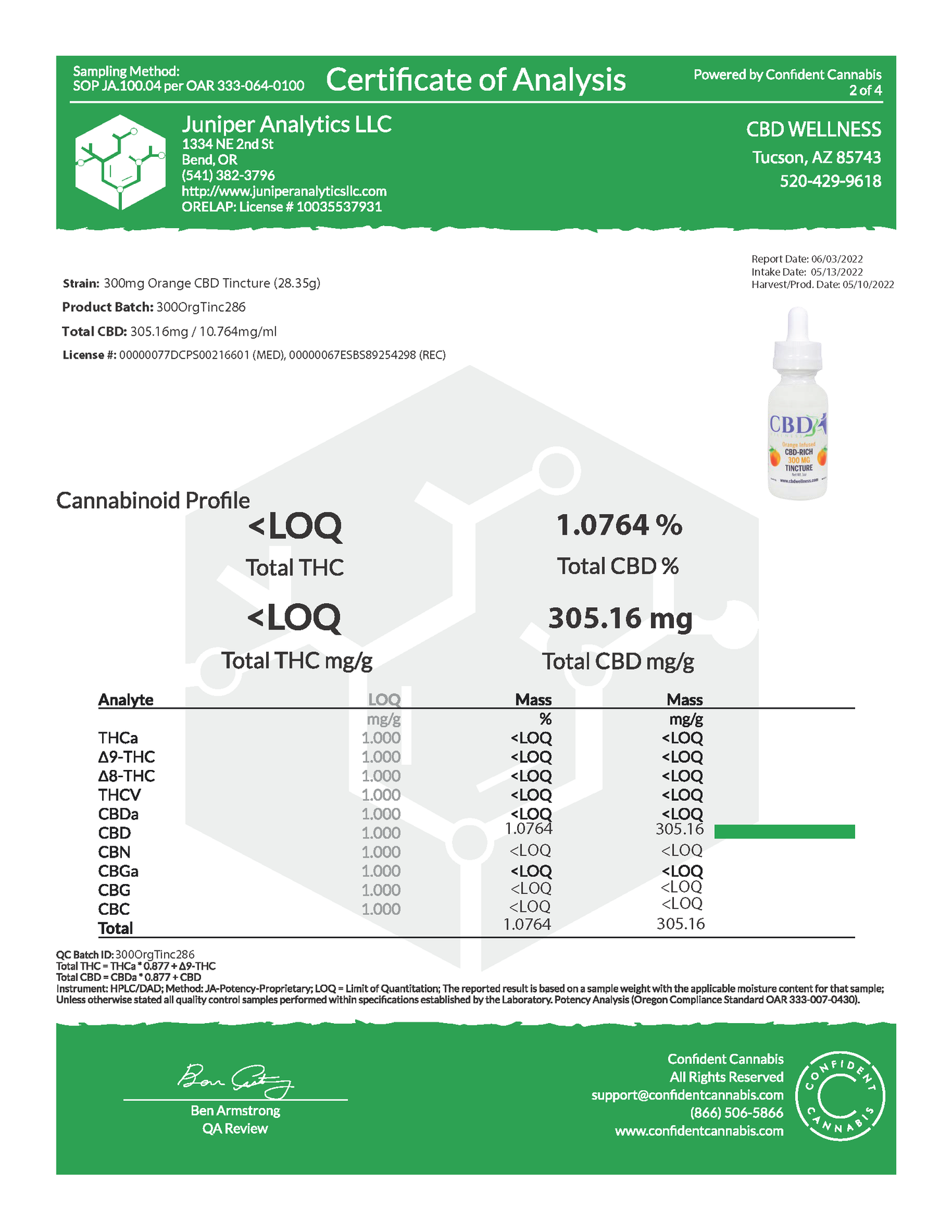 300mg CBD Orange Tincture